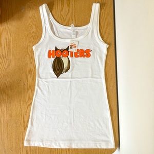 New Hooters White Owl Logo Tank Stretchy Soft Choose Sizes Sm Med Large & XL